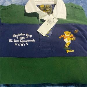 Polo Ralph Lauren Green Multi Collegiate Rugby Bear Polo long Sleeve